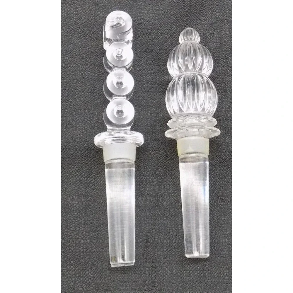 2 Mikasa Lead Crystal Wine Bottle Stoppers Monterey & 2000 Y2K Millennium Vtg